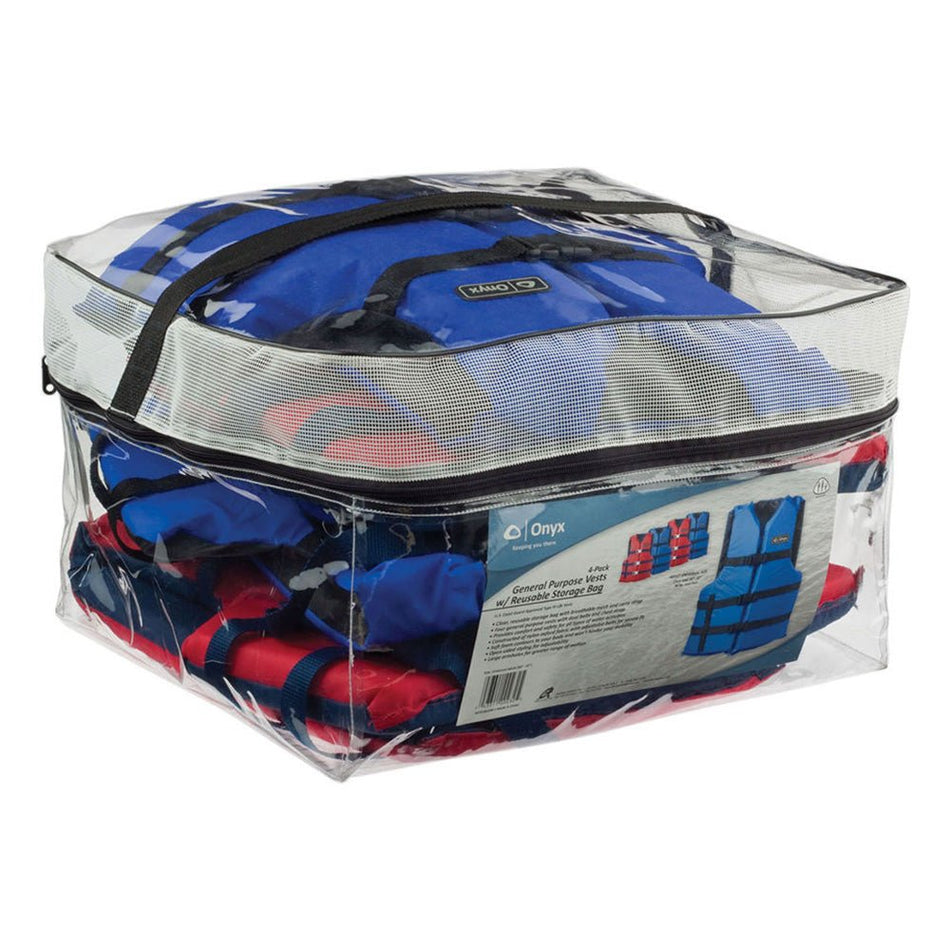 Onyx Adult General Purpose Life Vests - 4 - Pack (2 Red, 2 Blue) - Get Tight Gear