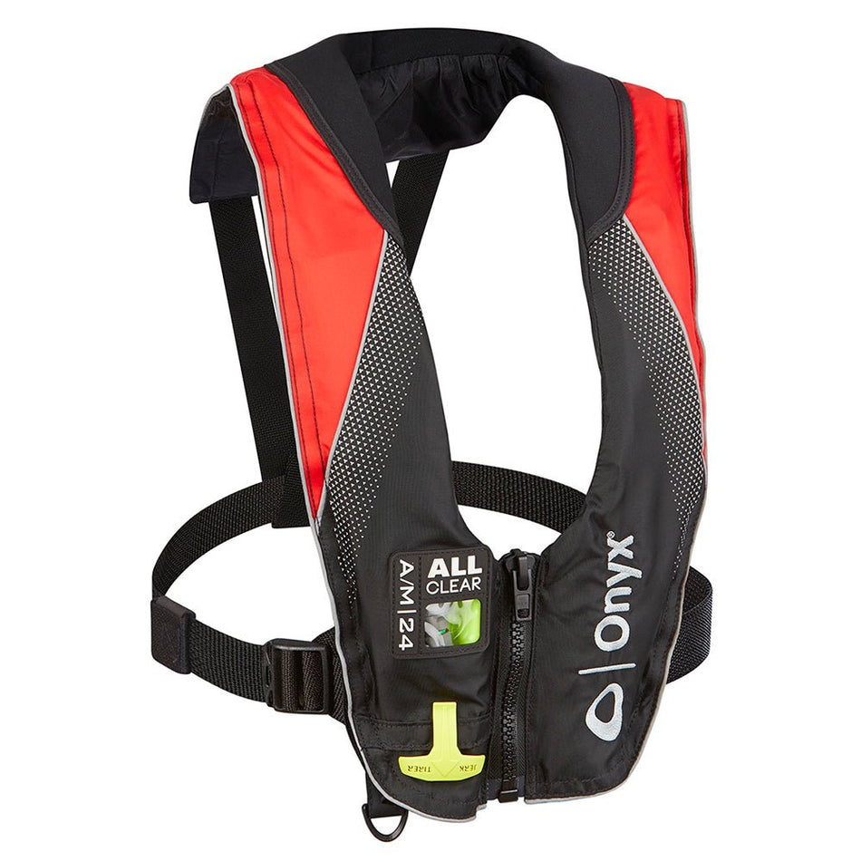 Onyx A/M - 24 Series All Clear Automatic/Manual Inflatable Life Jacket - Black/Red - Adult - Get Tight Gear