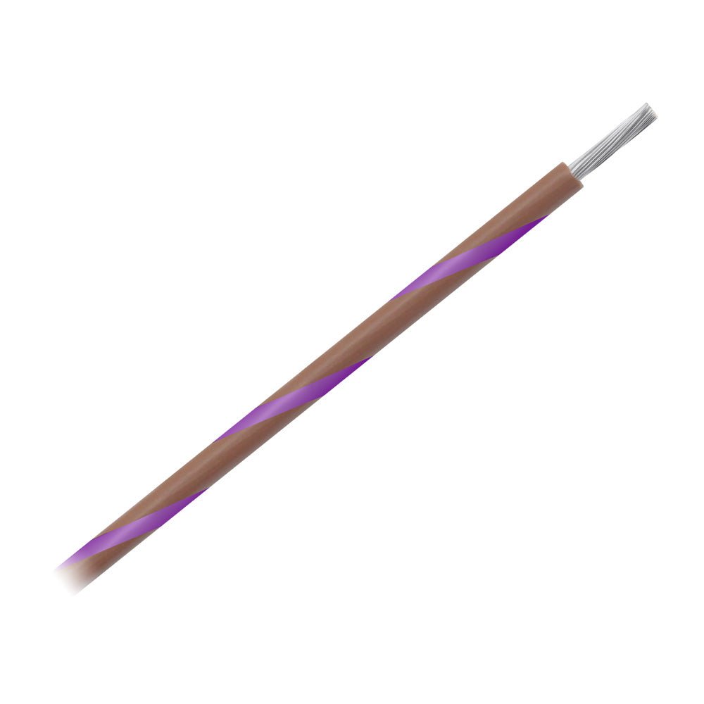 Pacer 14 AWG Gauge Striped Marine Wire 500' Spool - Brown w/Violet Stripe - Get Tight Gear