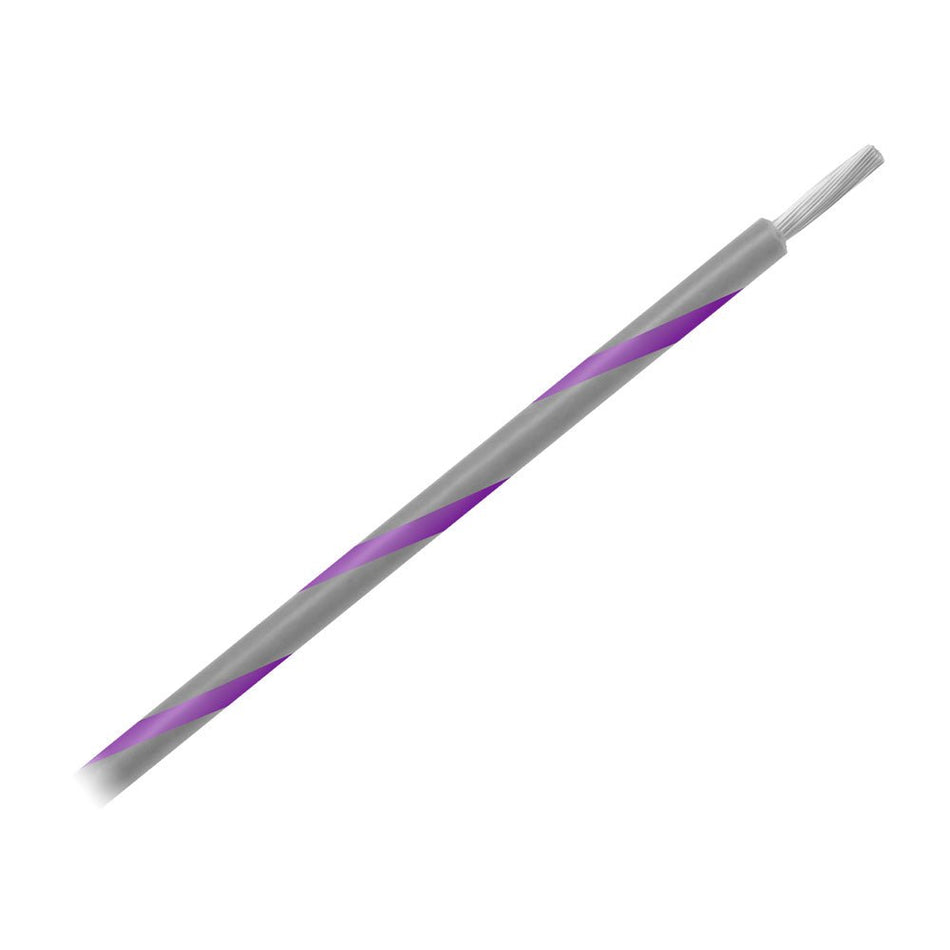 Pacer 14 AWG Gauge Striped Marine Wire 500' Spool - Grey w/Violet Stripe - Get Tight Gear