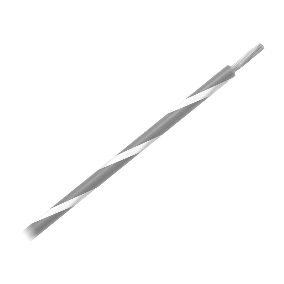 Pacer 14 AWG Gauge Striped Marine Wire 500' Spool - Grey w/White Stripe - Get Tight Gear