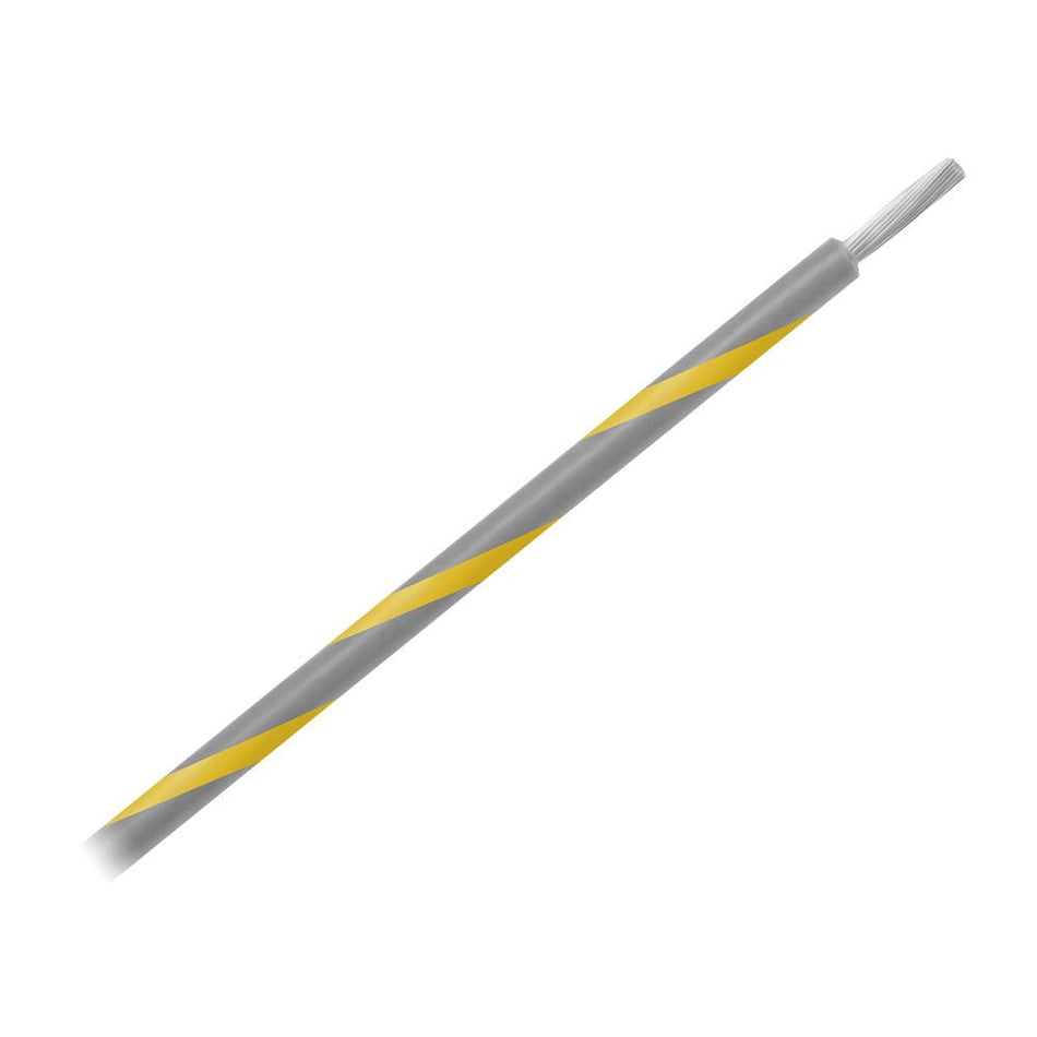 Pacer 14 AWG Gauge Striped Marine Wire 500' Spool - Grey w/Yellow Stripe - Get Tight Gear