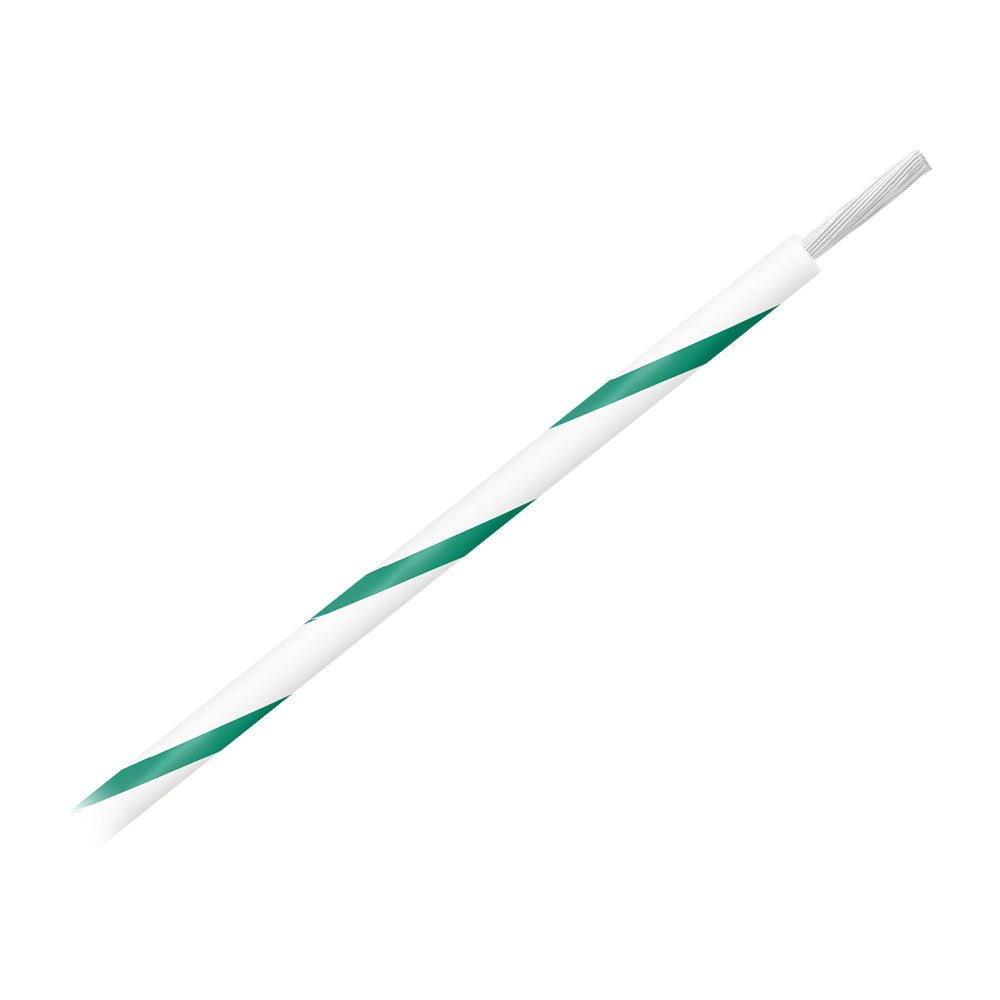 Pacer 14 AWG Gauge Striped Marine Wire 500' Spool - White w/Green Stripe - Get Tight Gear
