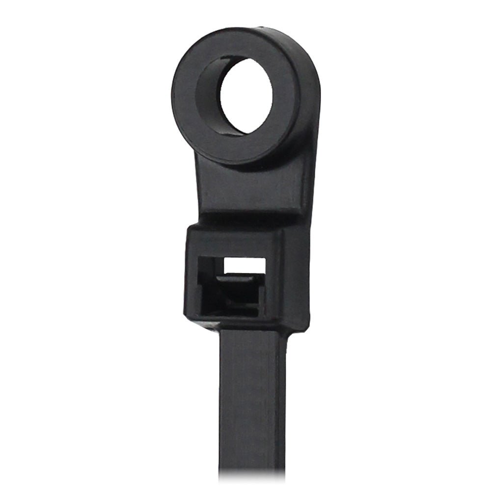 Pacer 15" Cable Tie w/Mounting Ring - Black - 50lb Tensile Strength - 4" Bundle Diameter - 100 Piece Bag - Get Tight Gear