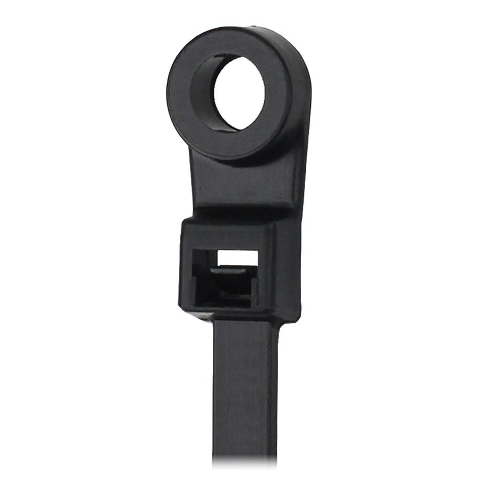 Pacer 8" Cable Tie w/Mounting Ring - Black - 50lb Tensile Strength - 2" Bundle Diameter - 100 Piece Bag - Get Tight Gear
