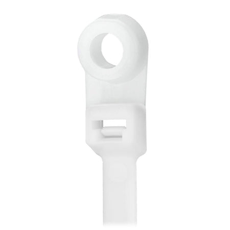 Pacer 8" Cable Tie w/Mounting Ring - Natural Color - 50lb Tensile Strength - 2" Bundle Diameter - 100 Piece Bag - Get Tight Gear