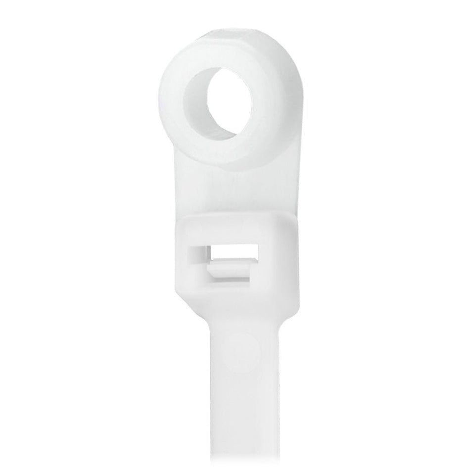 Pacer 8" Cable Tie w/Mounting Ring - Natural Color - 50lb Tensile Strength - 2" Bundle Diameter - 100 Piece Bag - Get Tight Gear