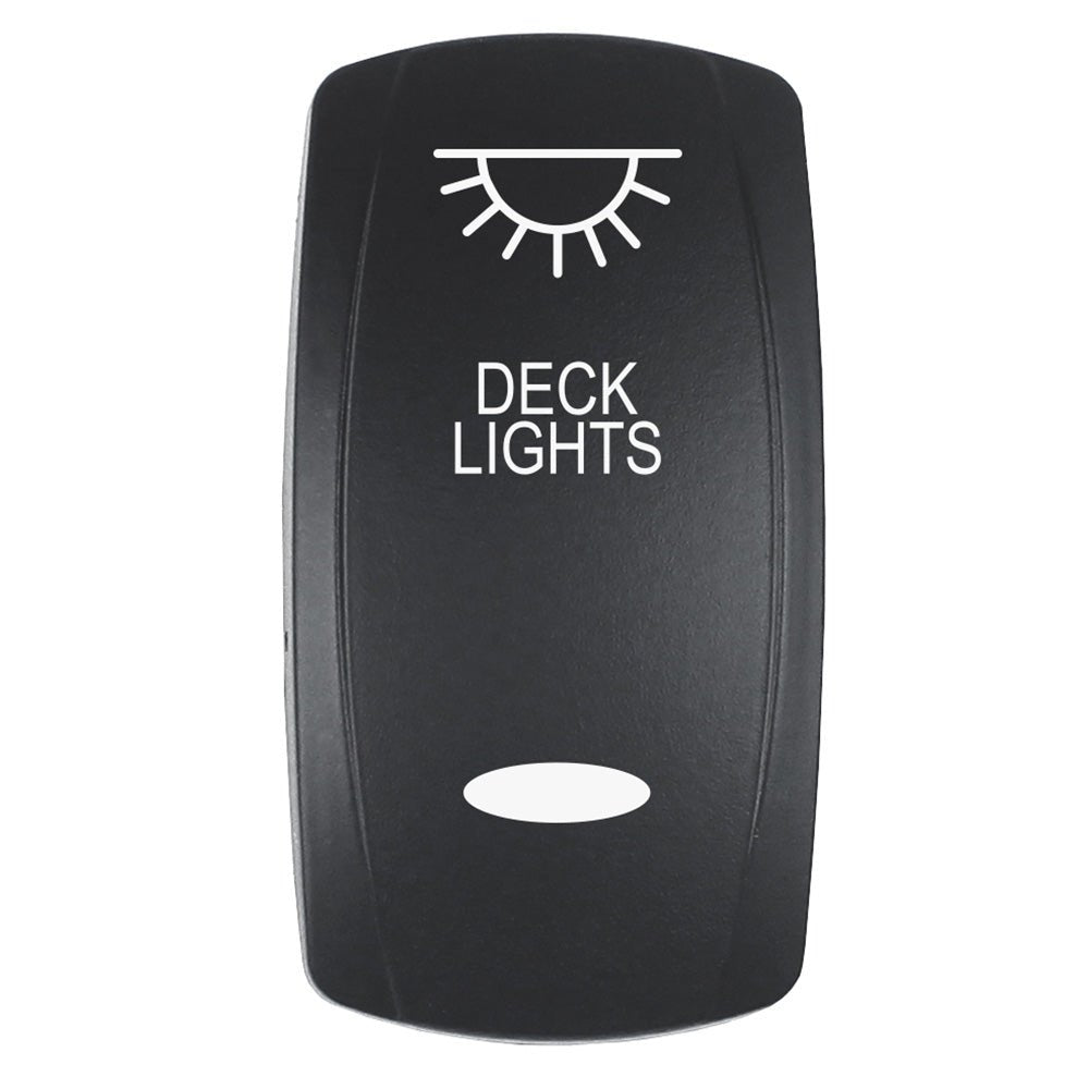 Pacer Actuator - 'DECK LIGHTS' f/V Series Contura Switches - Black - Laser Etched (Top/Bottom Light) - Get Tight Gear