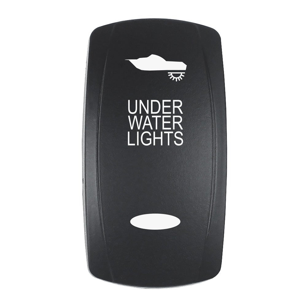 Pacer Actuator - 'UNDER WATER LIGHTS' f/V Series Contura Switches - Black - Laser Etched (Top/Bottom Light) - Get Tight Gear
