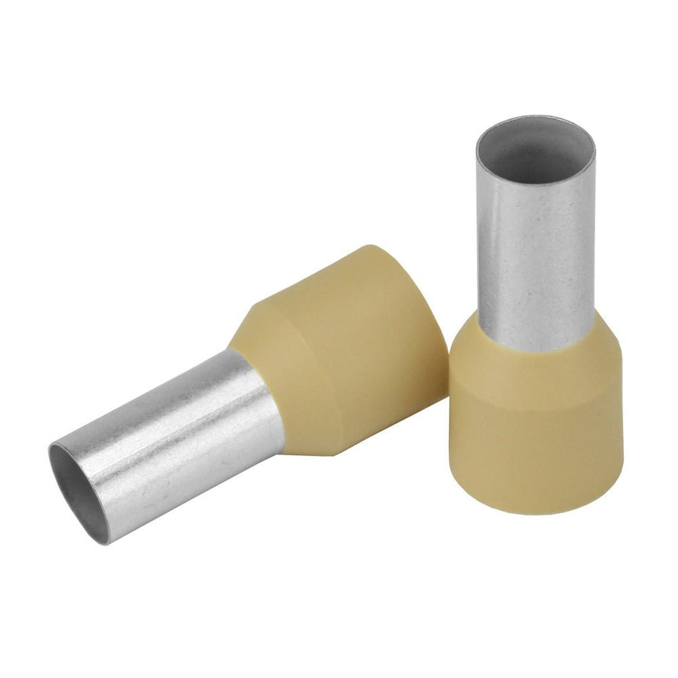 Pacer Beige 2 AWG Wire Ferrule - 16mm Length - 10 Pack - Get Tight Gear