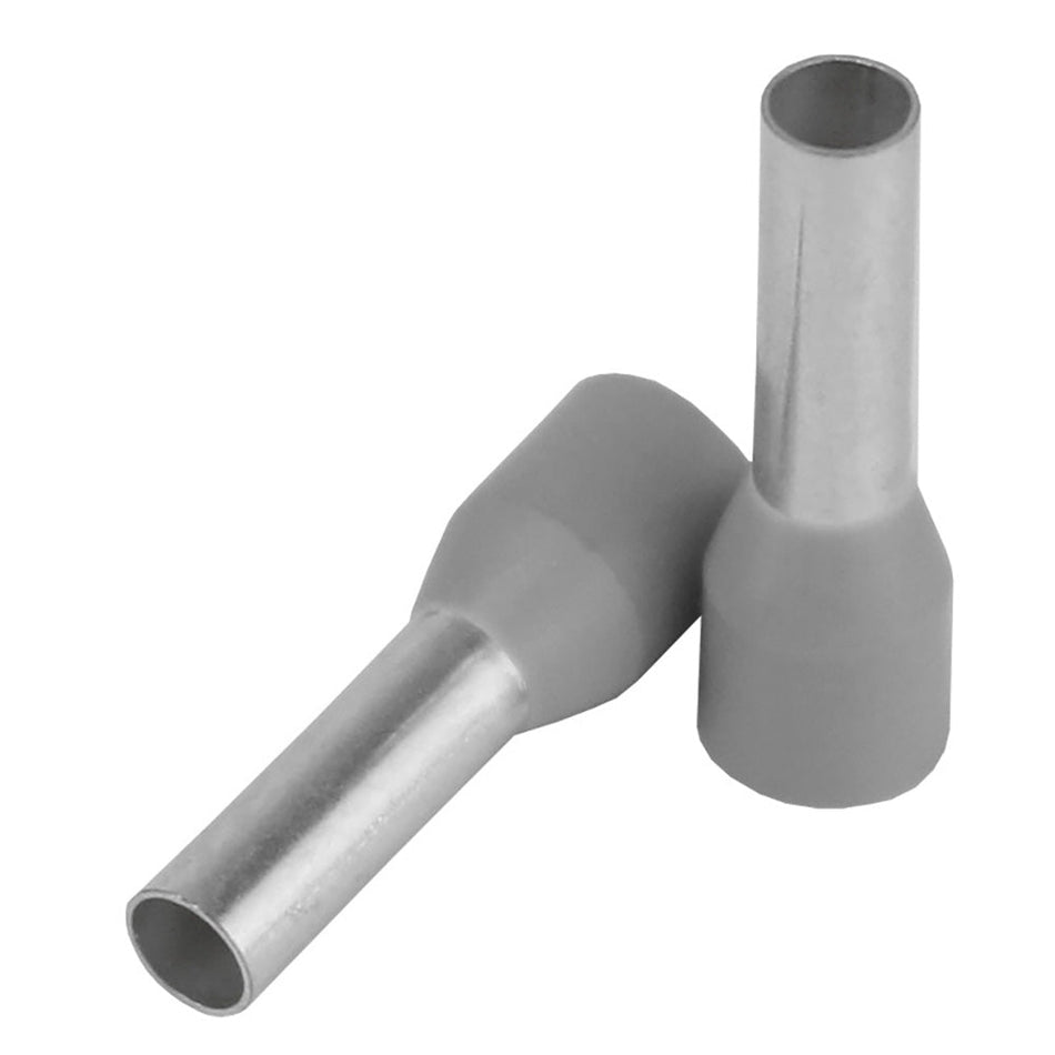 Pacer Grey 12 AWG Wire Ferrule - 10mm Length - 25 Pack - Get Tight Gear