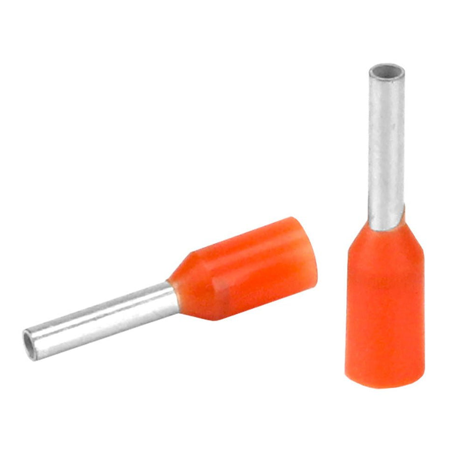 Pacer Orange 20 - 22 AWG Wire Ferrule - 6mm Length - 25 Pack - Get Tight Gear