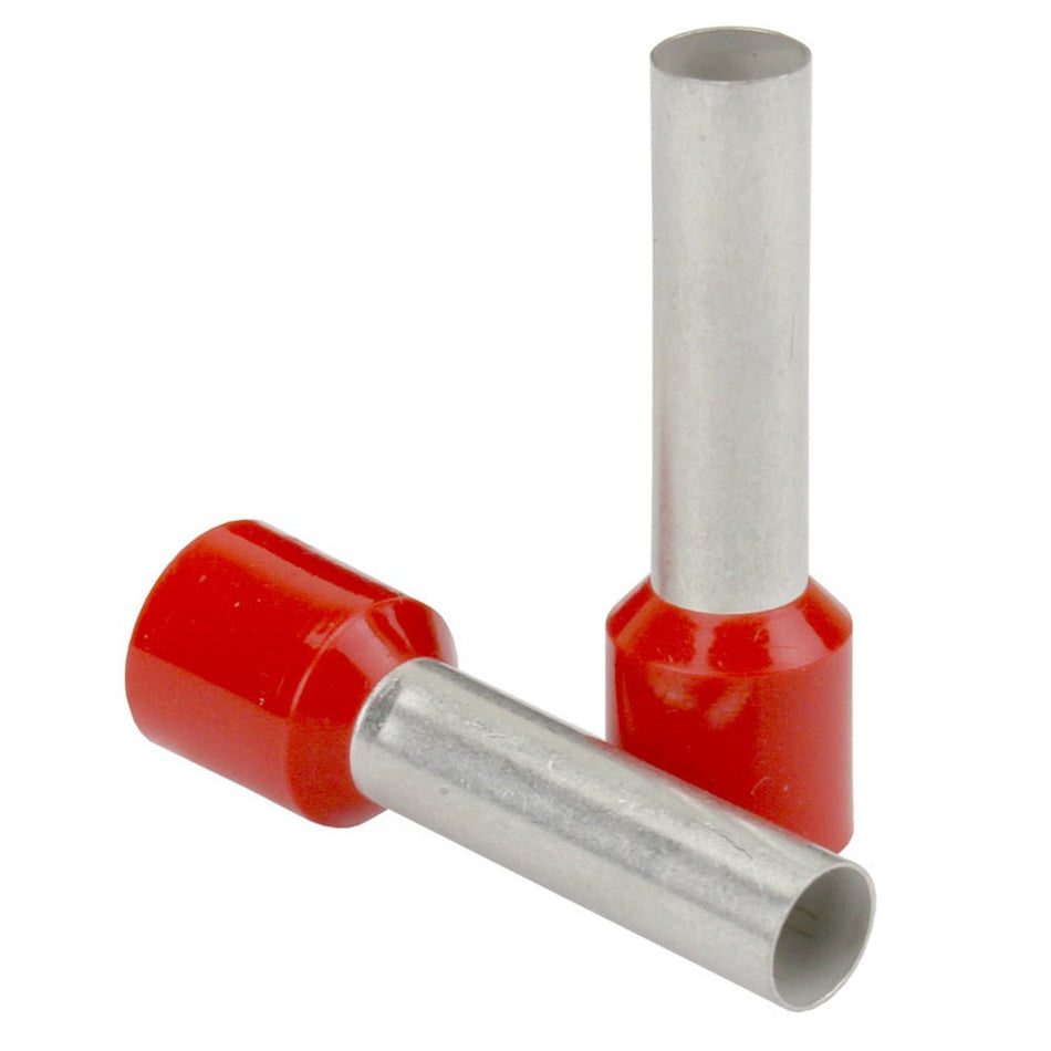Pacer Red 16 AWG Wire Ferrule - 8mm Length - 25 Pack - Get Tight Gear