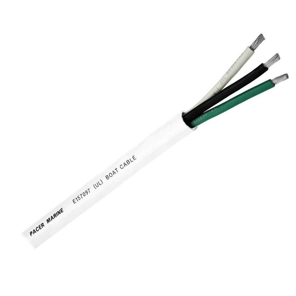 Pacer Round 3 Conductor Cable - 500' - 16/3 AWG - Black, Green & White - Get Tight Gear
