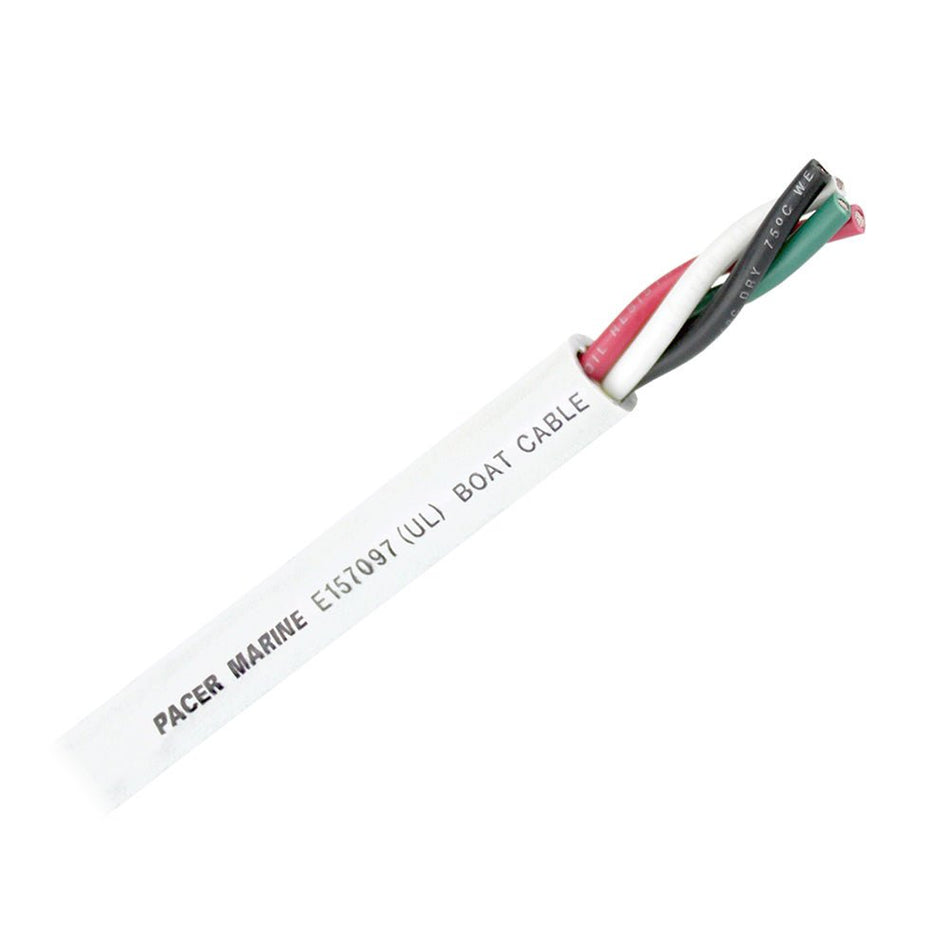 Pacer Round 4 Conductor Cable - 100' - 12/4 AWG - Black, Green, Red & White - Get Tight Gear