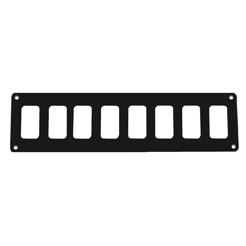 Pacer Switch Panel - 8 Switch & 1 Row - 12.5" x 2.75" - Black Powder Coated Aluminum - Get Tight Gear