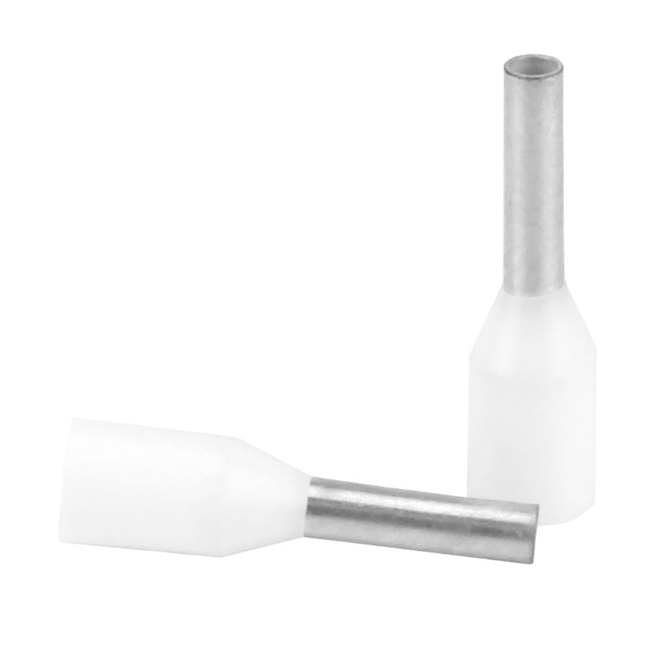 Pacer White 18 - 20 AWG Wire Ferrule - 6mm Length - 25 Pack - Get Tight Gear