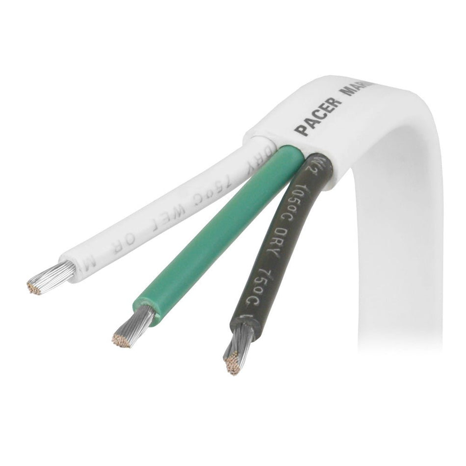 Pacer White Triplex Cable - 14/3 AWG - Black/Green/White - Sold by the Foot - Get Tight Gear