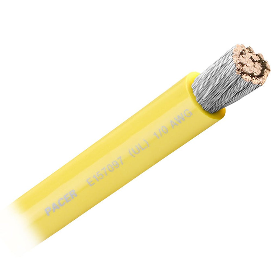 Pacer Yellow 1/0 AWG Battery Cable - Sold By The Foot - Get Tight Gear