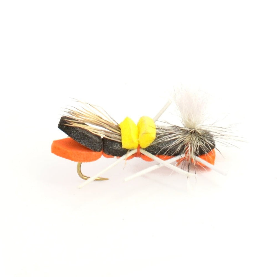 Parachute Chernobyl Ant Black Orange Foam Body Grasshopper Fly - 6 Flies Hook Size 10 - Get Tight Gear