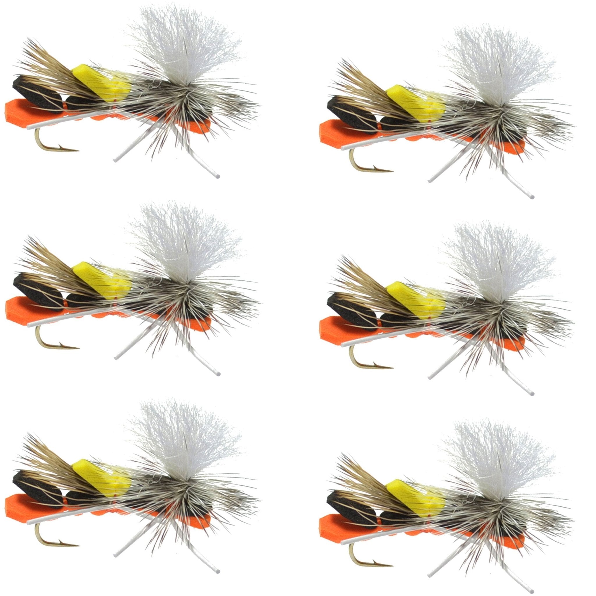 Parachute Chernobyl Ant Black Orange Foam Body Grasshopper Fly - 6 Flies Hook Size 10 - Get Tight Gear