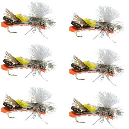 Parachute Chernobyl Ant Black Orange Foam Body Grasshopper Fly - 6 Flies Hook Size 10 - Get Tight Gear