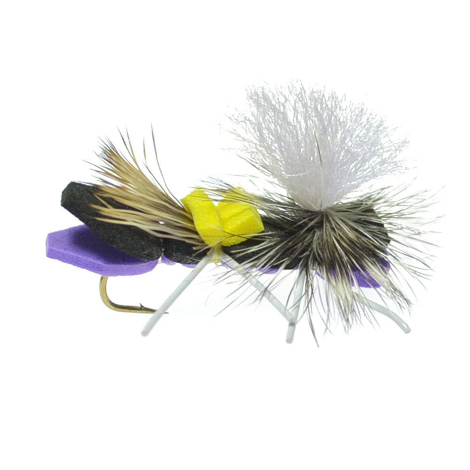 Parachute Chernobyl Ant Purple Foam Body Grasshopper Fly - 1 Dozen Flies Hook Size 10 - Get Tight Gear
