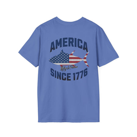 Patriotic Fish Graphic Unisex T-Shirt, July 4th Tee, American Pride Shirt, Casual Summer Top, Gift for Fishermen - Get Tight Gear