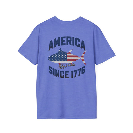 Patriotic Fish Graphic Unisex T-Shirt, July 4th Tee, American Pride Shirt, Casual Summer Top, Gift for Fishermen - Get Tight Gear