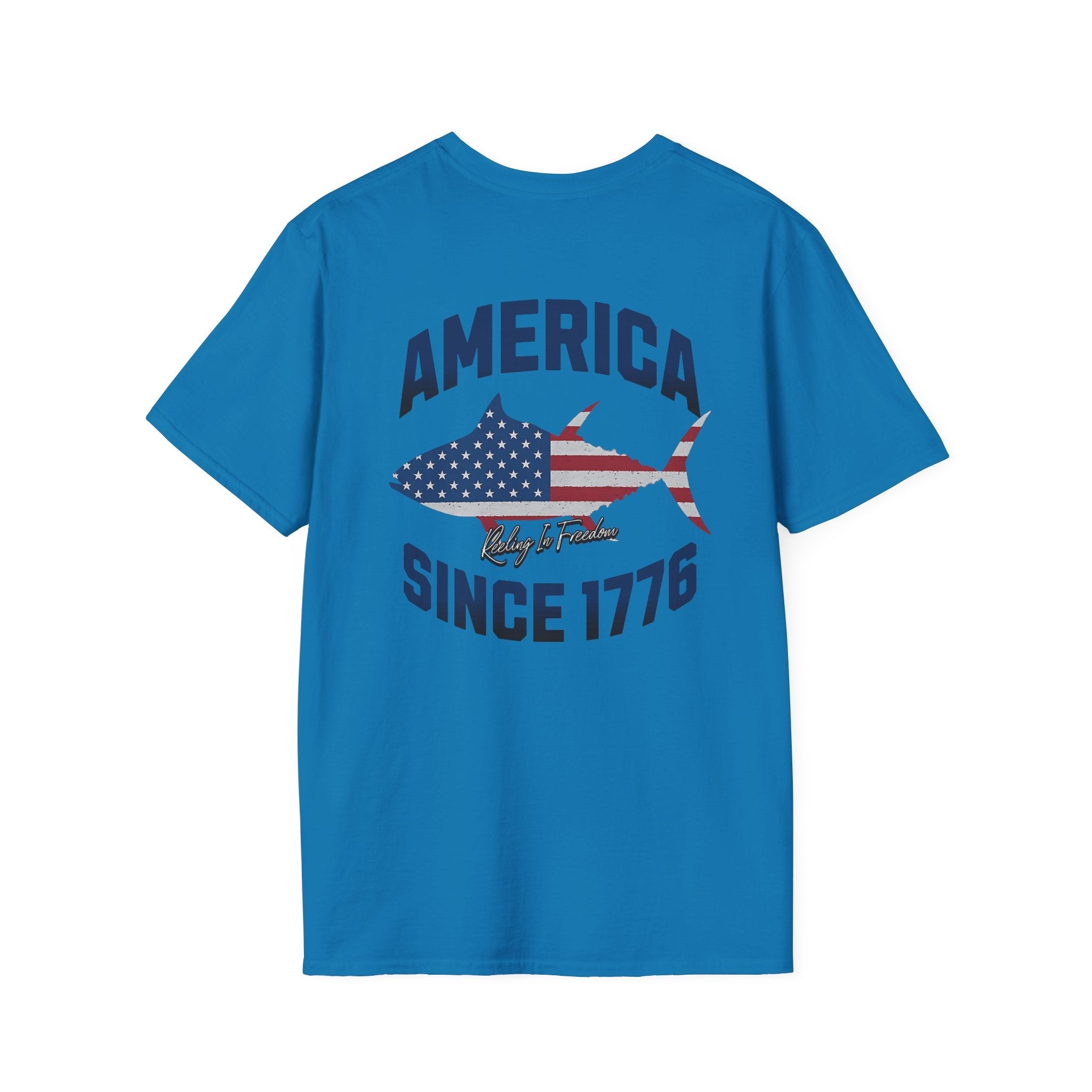 Patriotic Fish Graphic Unisex T-Shirt, July 4th Tee, American Pride Shirt, Casual Summer Top, Gift for Fishermen - Get Tight Gear