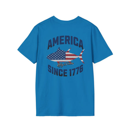 Patriotic Fish Graphic Unisex T-Shirt, July 4th Tee, American Pride Shirt, Casual Summer Top, Gift for Fishermen - Get Tight Gear