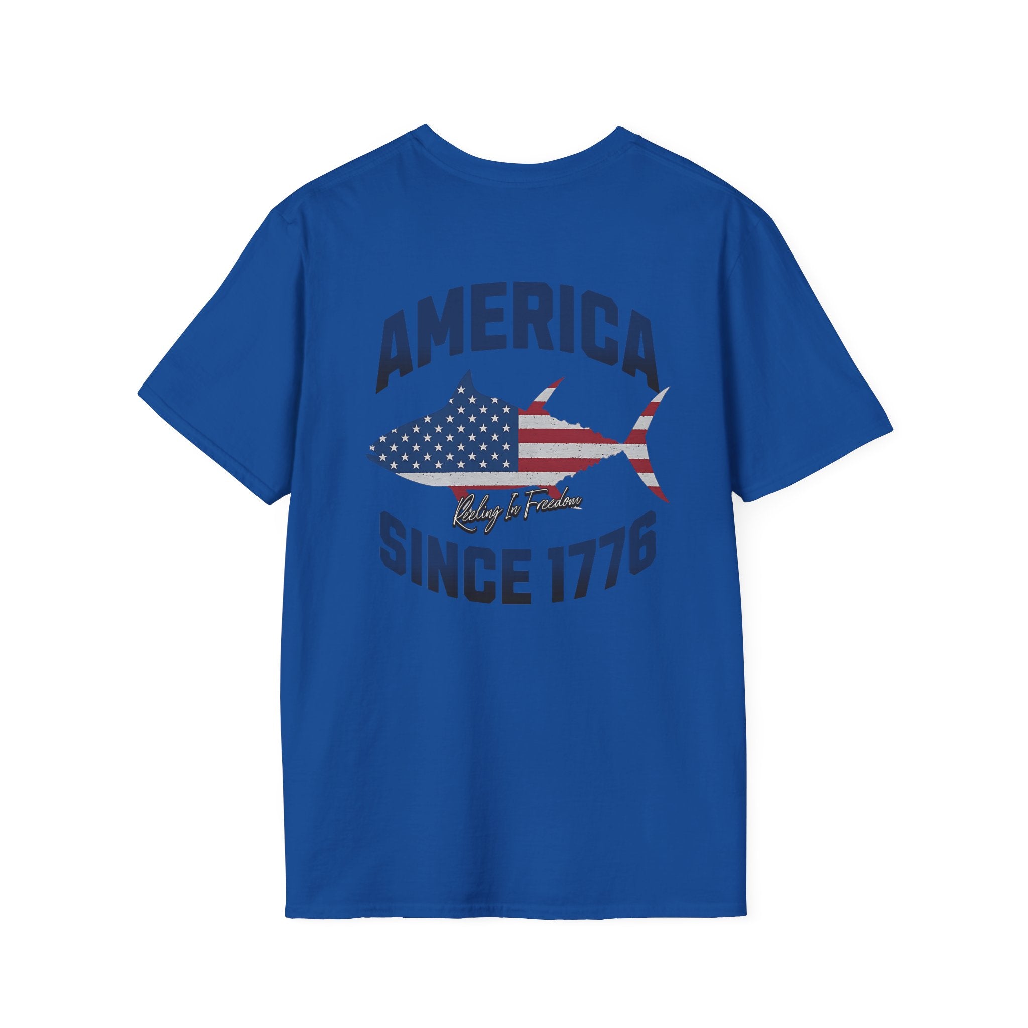 Patriotic Fish Graphic Unisex T-Shirt, July 4th Tee, American Pride Shirt, Casual Summer Top, Gift for Fishermen - Get Tight Gear