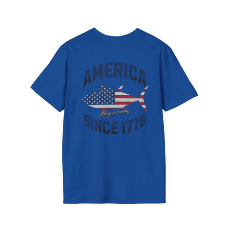 Patriotic Fish Graphic Unisex T-Shirt, July 4th Tee, American Pride Shirt, Casual Summer Top, Gift for Fishermen - Get Tight Gear