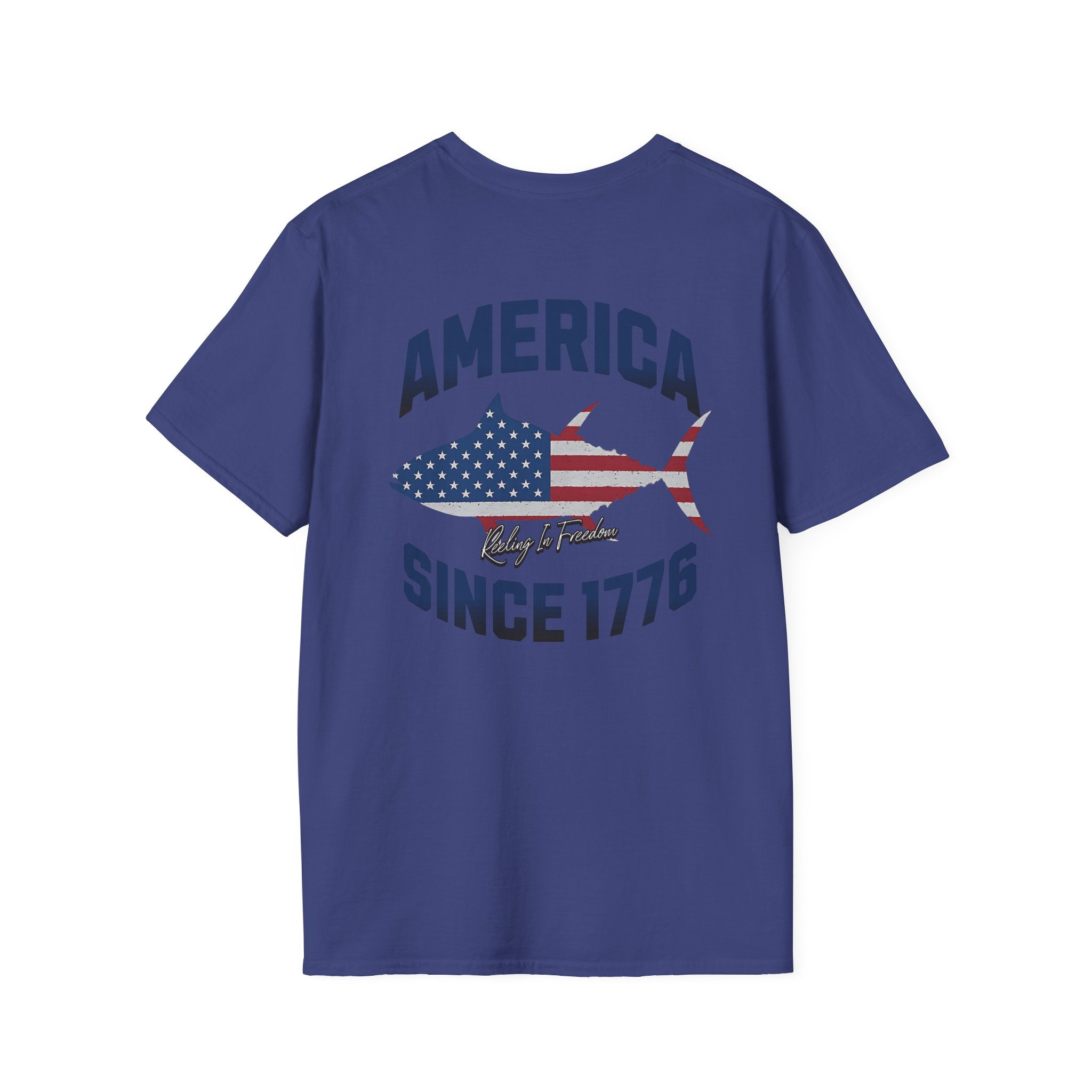 Patriotic Fish Graphic Unisex T-Shirt, July 4th Tee, American Pride Shirt, Casual Summer Top, Gift for Fishermen - Get Tight Gear