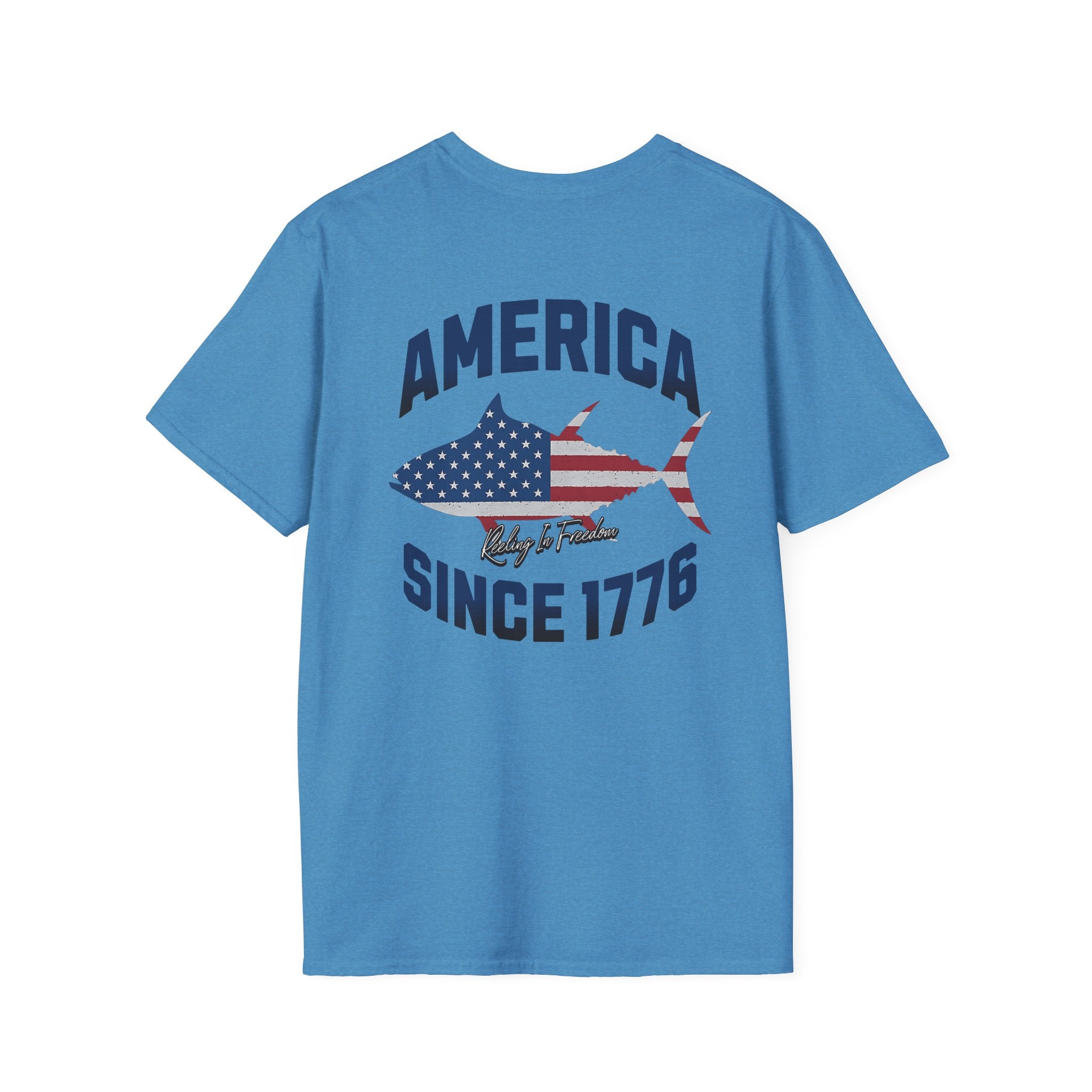 Patriotic Fish Graphic Unisex T-Shirt, July 4th Tee, American Pride Shirt, Casual Summer Top, Gift for Fishermen - Get Tight Gear