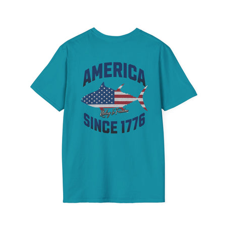 Patriotic Fish Graphic Unisex T-Shirt, July 4th Tee, American Pride Shirt, Casual Summer Top, Gift for Fishermen - Get Tight Gear