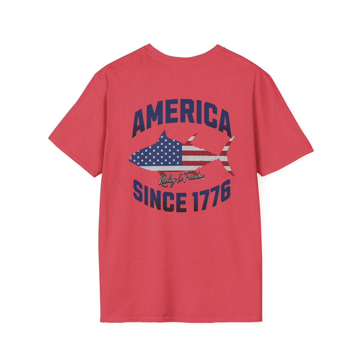 Patriotic Fish Graphic Unisex T-Shirt, July 4th Tee, American Pride Shirt, Casual Summer Top, Gift for Fishermen - Get Tight Gear