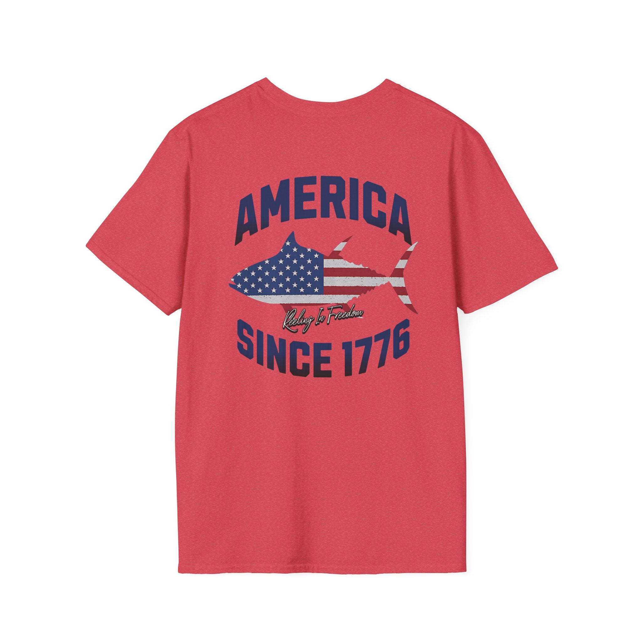 Patriotic Fish Graphic Unisex T-Shirt, July 4th Tee, American Pride Shirt, Casual Summer Top, Gift for Fishermen - Get Tight Gear