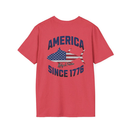 Patriotic Fish Graphic Unisex T-Shirt, July 4th Tee, American Pride Shirt, Casual Summer Top, Gift for Fishermen - Get Tight Gear
