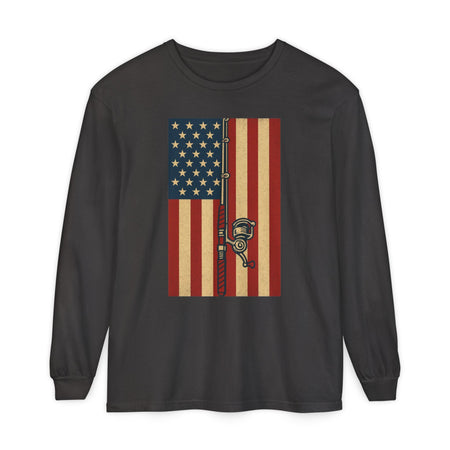 Patriotic Fishing Long Sleeve T-Shirt - Vintage American Flag Design - Get Tight Gear