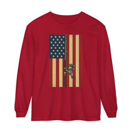 Patriotic Fishing Long Sleeve T-Shirt - Vintage American Flag Design - Get Tight Gear