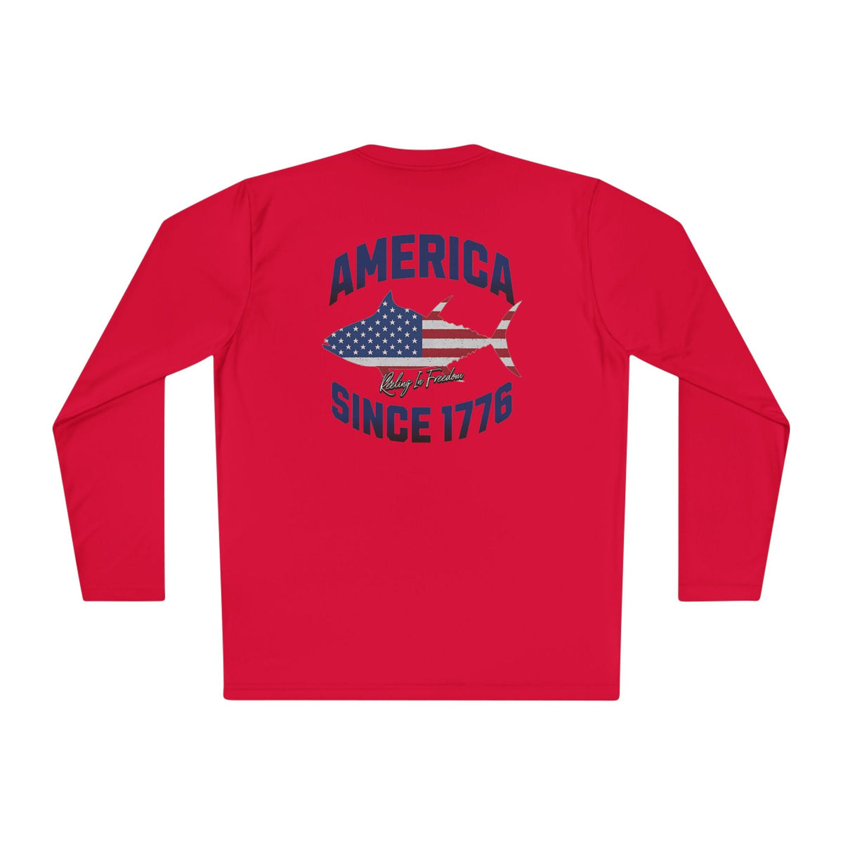 Patriotic Fishing Long Sleeve Tee - Unisex Tee for Outdoor Adventures, Fishing Gear, Vacation Wear, Independence Day Gift, Casual Comfort - Get Tight Gear
