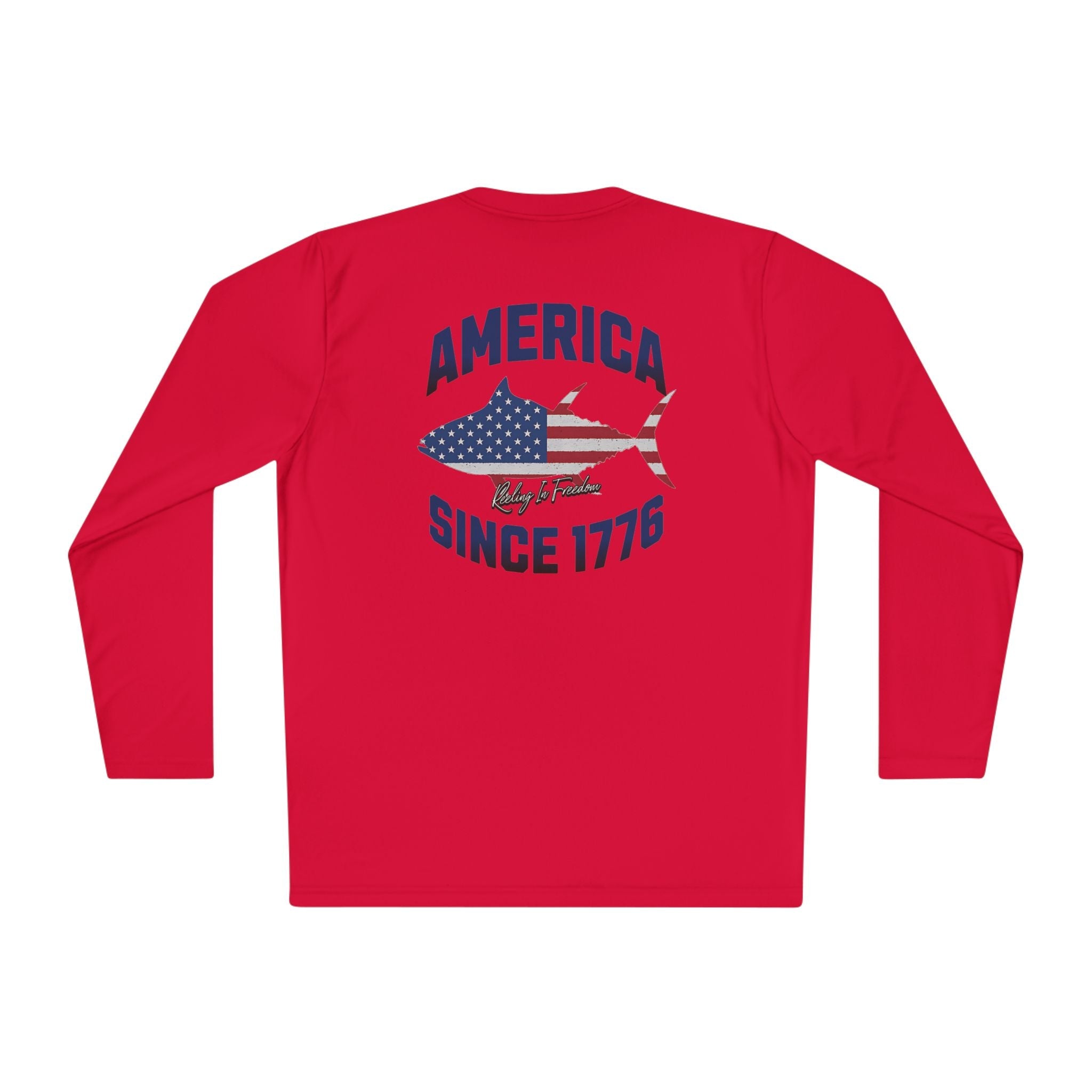 Patriotic Fishing Long Sleeve Tee - Unisex Tee for Outdoor Adventures, Fishing Gear, Vacation Wear, Independence Day Gift, Casual Comfort - Get Tight Gear