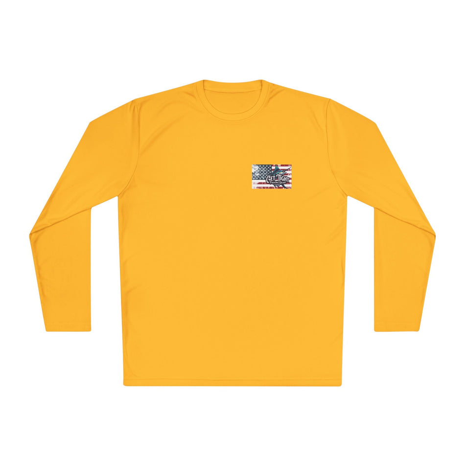 Patriotic Fishing Long Sleeve Tee - Unisex Tee for Outdoor Adventures, Fishing Gear, Vacation Wear, Independence Day Gift, Casual Comfort - Get Tight Gear
