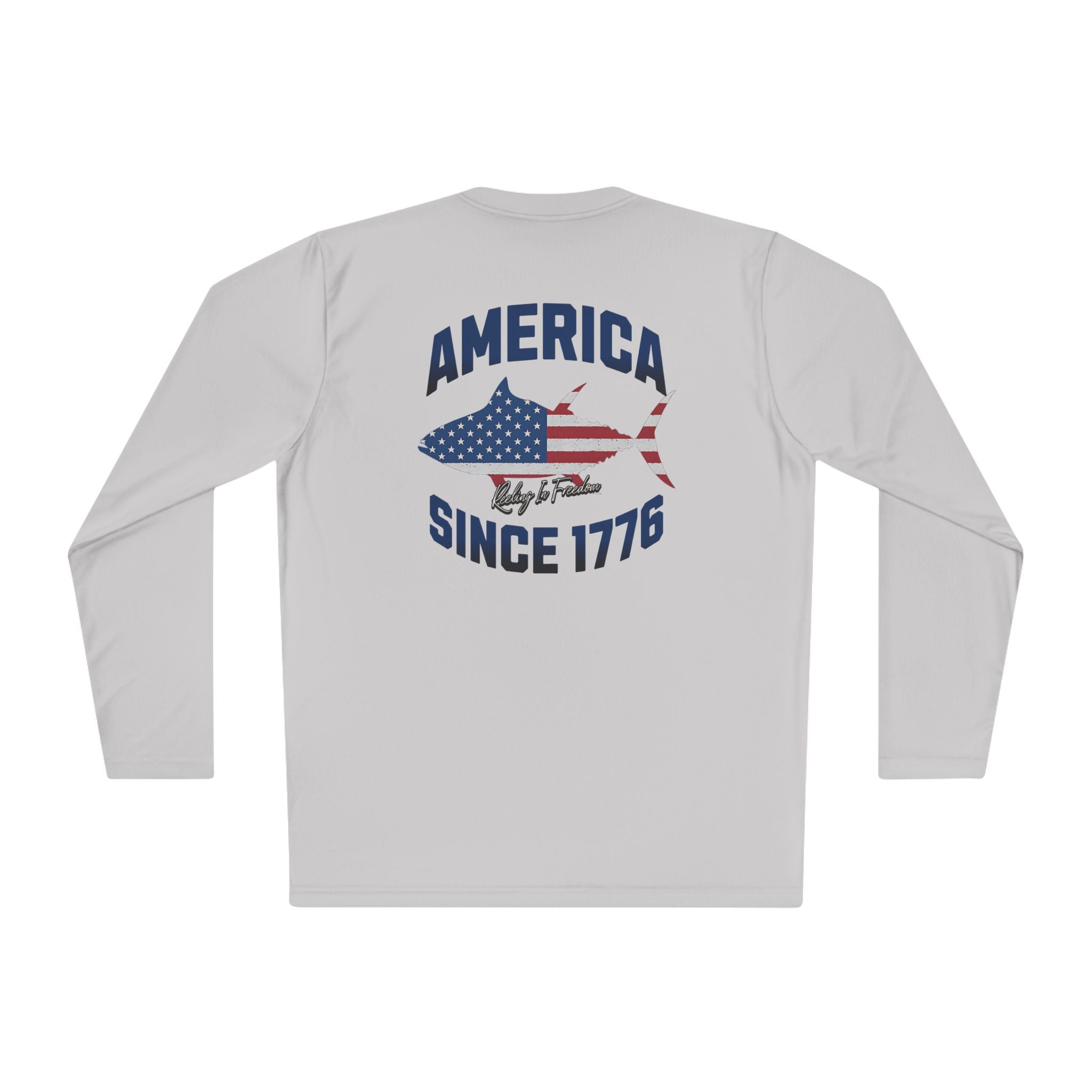 Patriotic Fishing Long Sleeve Tee - Unisex Tee for Outdoor Adventures, Fishing Gear, Vacation Wear, Independence Day Gift, Casual Comfort - Get Tight Gear