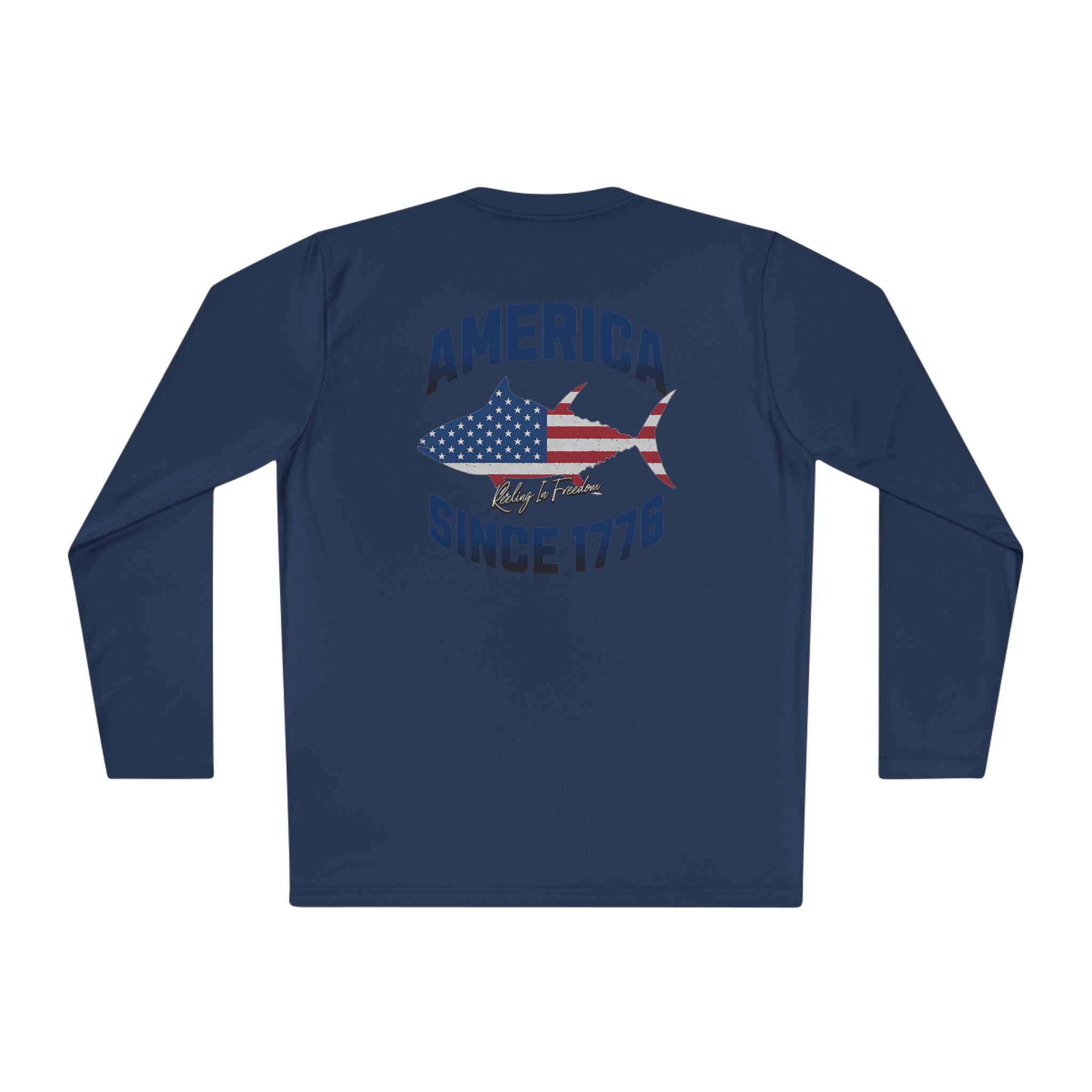 Patriotic Fishing Long Sleeve Tee - Unisex Tee for Outdoor Adventures, Fishing Gear, Vacation Wear, Independence Day Gift, Casual Comfort - Get Tight Gear
