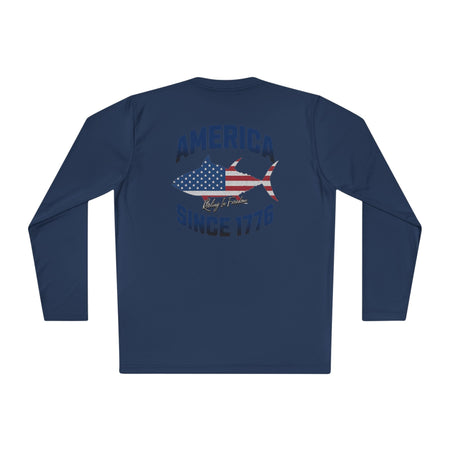 Patriotic Fishing Long Sleeve Tee - Unisex Tee for Outdoor Adventures, Fishing Gear, Vacation Wear, Independence Day Gift, Casual Comfort - Get Tight Gear