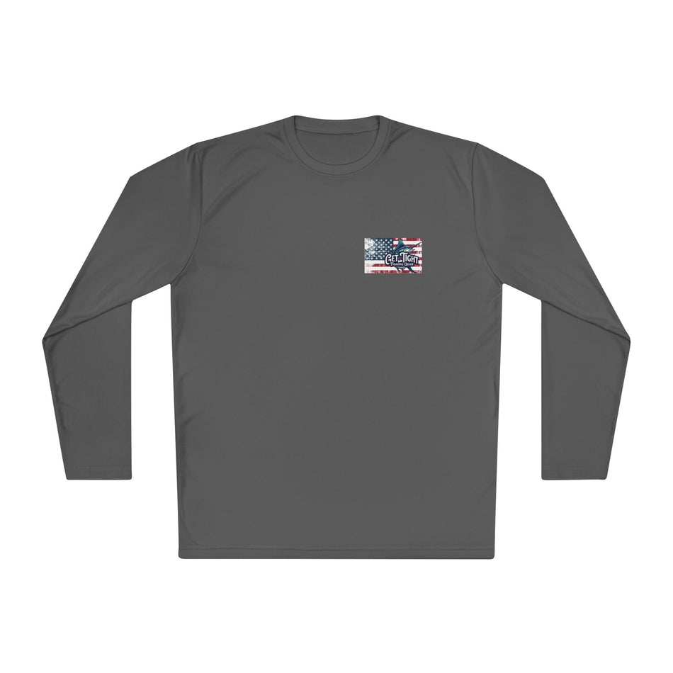 Patriotic Fishing Long Sleeve Tee - Unisex Tee for Outdoor Adventures, Fishing Gear, Vacation Wear, Independence Day Gift, Casual Comfort - Get Tight Gear