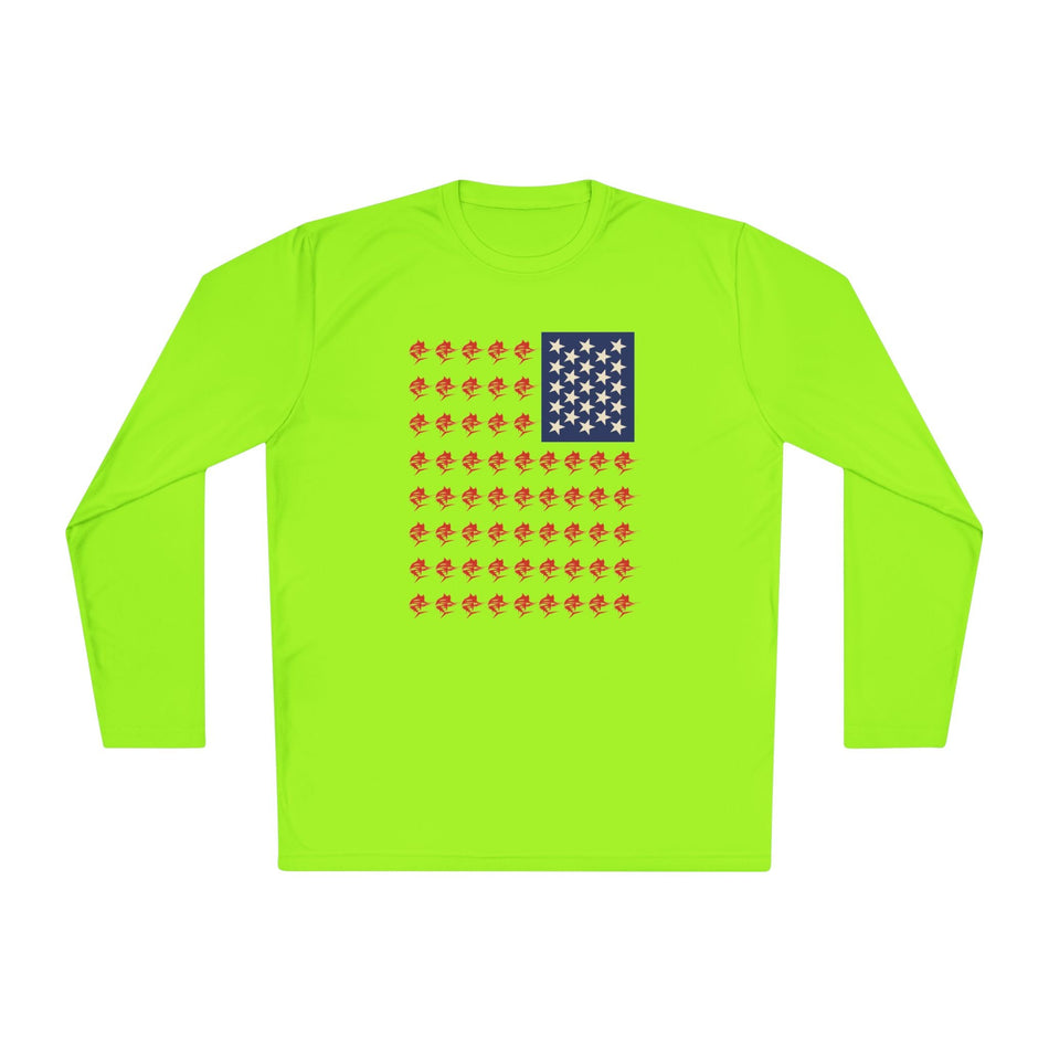 Patriotic Fishing Long Sleeve Tee - Unisex Tee for Outdoor Adventures, Fishing Gear, Vacation Wear, Independence Day Gift, Casual Comfort - Get Tight Gear