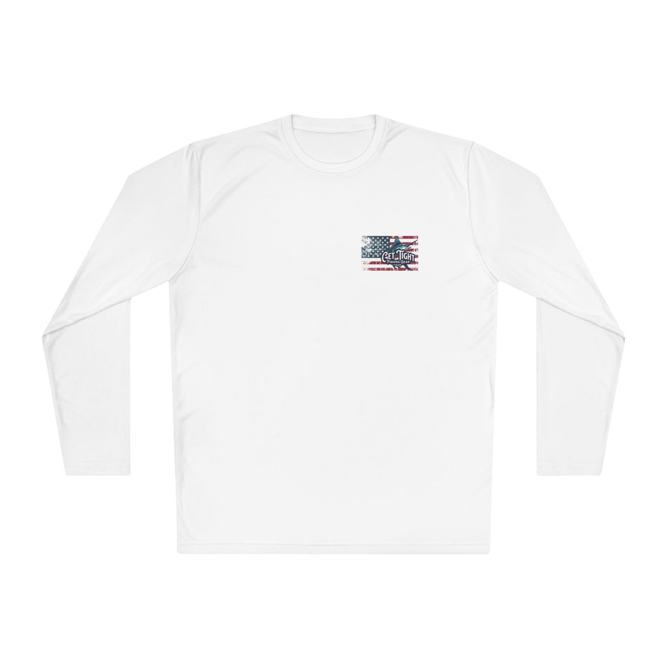 Patriotic Fishing Long Sleeve Tee - Unisex Tee for Outdoor Adventures, Fishing Gear, Vacation Wear, Independence Day Gift, Casual Comfort - Get Tight Gear